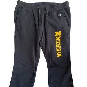 Vintage Champion Men's Navy Blue University of Michigan Spell Out Sweatpants L